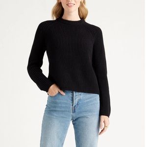 Quince 100% Organic Cotton Fisherman Sweater in Black